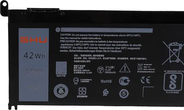 Alt view image 4 of 7 - GHU New Battery Replacement for WDX0R WDXOR 42 WH 11.4V Compatible with Dell Inspiron 13 5368 5378 15 5565 5567 5568 5578 17 5765 5767 7368 7378 7560 7570 7579 7569 P58F 3CRH3 T2JX4 FC92N CYMGM