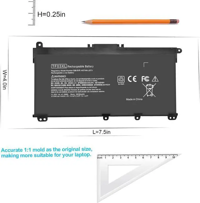 Alt view image 4 of 7 - TF03XL 920070-855 Battery for HP Pavilion 17 15 14 17-AR050WM 15-CC023CL 15-CC050WM 15-CC060WM 15-CC123CL CC563ST 15-CD040WM 17-AR 15-CC 15-CD 15-CK 14-BF 920046-121 421 541 HSTNN-LB7X IB7Y Laptop