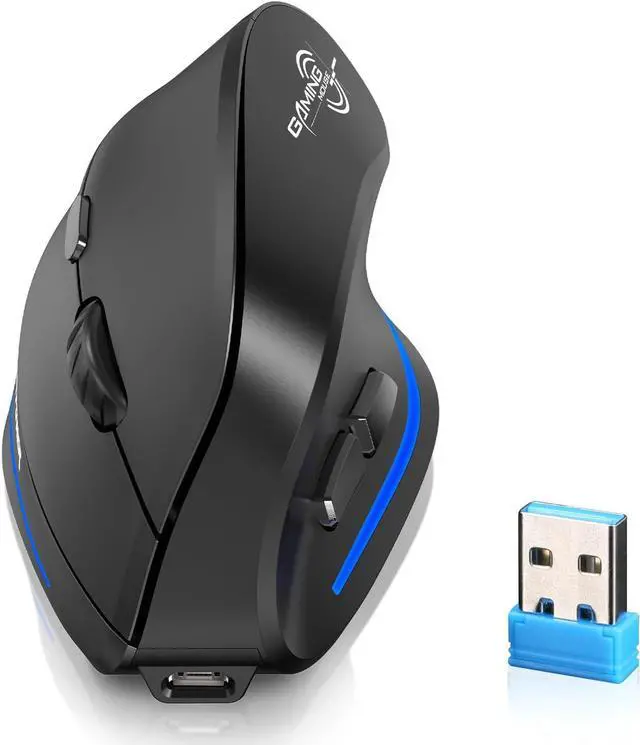 Main image of ECHTPower Ergonomic Wireless Mouse, Vertical Mouse with Adjustable DPI 2400/1600/1000, Rechargeable Mice with LED Light, Ergo Mouse for Laptop/PC/Windows/macOS