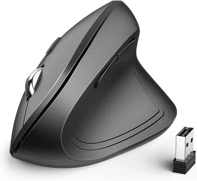 Main image of iClever Ergonomic Mouse, WM101 Wireless Vertical Mouse 6 Buttons with Adjustable DPI 1000/1600/2000/2400 Comfortable 2.4G Optical Ergo Mouse for Laptop, Computer, Desktop, Windows, Mac OS, Gray Black