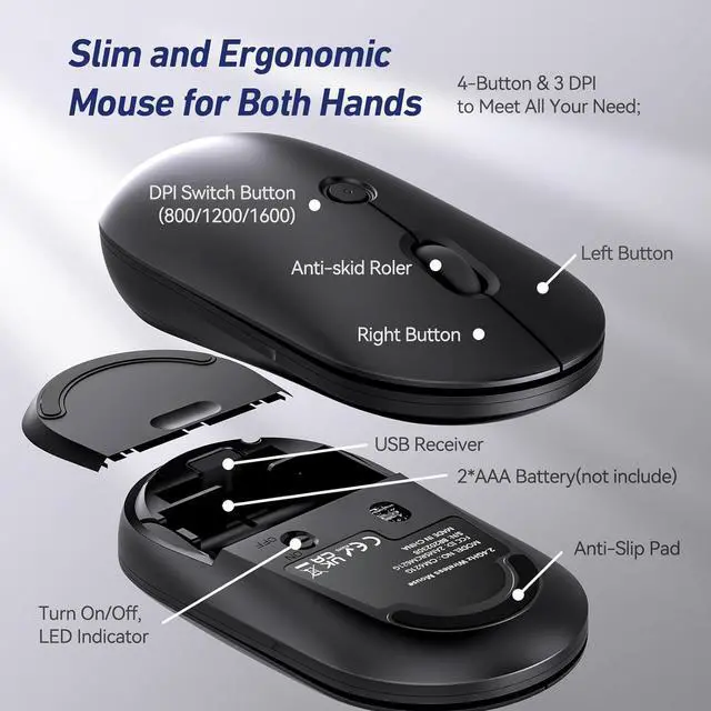 Alt view image 4 of 7 - Wireless Keyboard and Mouse Combo, Acebaff 2.4G Quiet Wireless Computer Keyboard with Phone Tablet Holder, Silent Mouse, 11 Shortcut Keys,Compatible with PC,MacBook,Windows