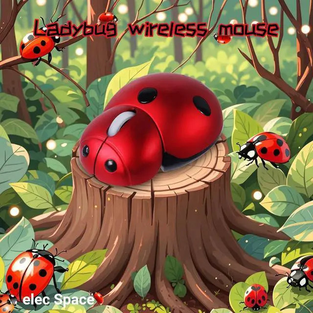 Alt view image 2 of 7 - elec Space Mini Small Wireless Mouse for Kids, Cute Animal Ladybug Shape 3000DPI Portable Mobile Optical Mouse with USB Receiver Cordless Mouse for PC Mac Laptop Computer Notebook (Red)