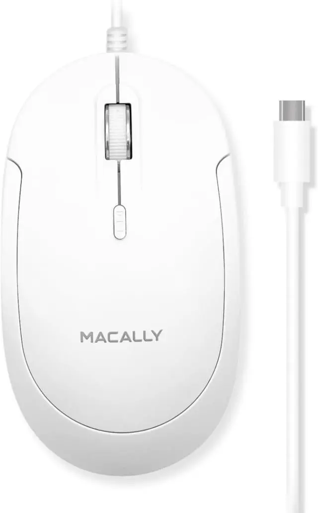 Main image of Macally Wired USB C Mouse for Mac and PC - Slim, Quiet, and Reliable - 3 Button Layout, Scroll Wheel, and 4 DPI Mode (800/1200/1600/2400) Type C Mouse for MacBook Pro/Air, iMac, Laptop