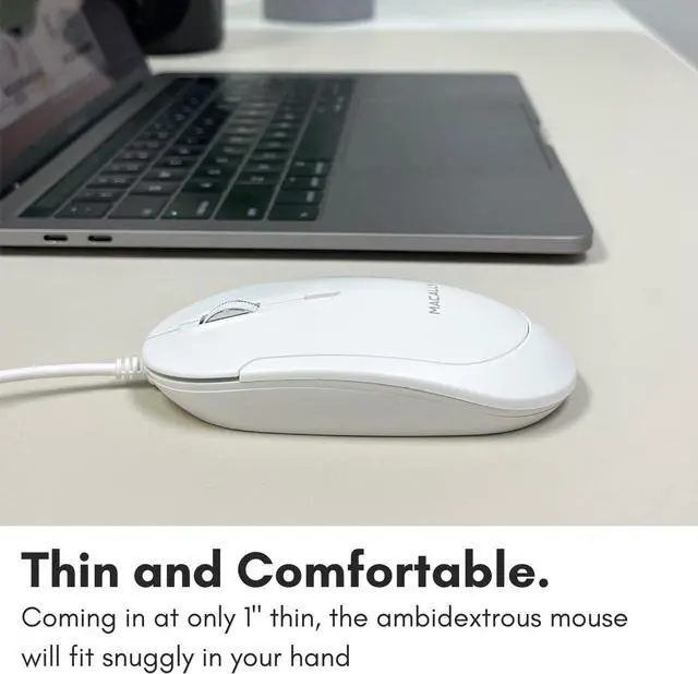 Alt view image 3 of 6 - Macally Wired USB C Mouse for Mac and PC - Slim, Quiet, and Reliable - 3 Button Layout, Scroll Wheel, and 4 DPI Mode (800/1200/1600/2400) Type C Mouse for MacBook Pro/Air, iMac, Laptop