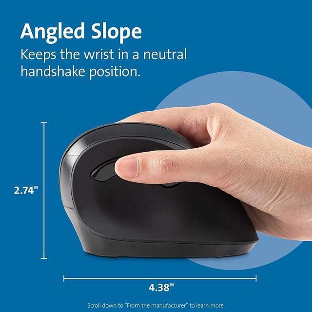 Alt view image 2 of 5 - Kensington Ergonomic Vertical Wireless Mouse (K75575WW), Grey/Black