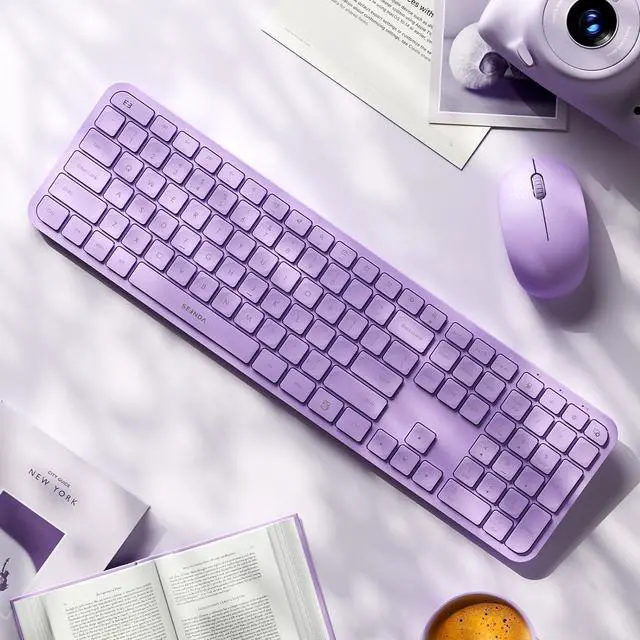 Alt view image 6 of 6 - Wireless Keyboard and Mouse Combo - seenda Full Size 2.4G USB Wireless Keyboard Mouse Set, Quiet Cordless Computer Keyboard Mouse for Windows, Laptop, PC - Purple