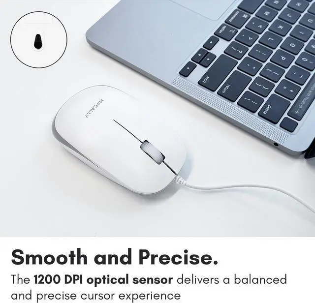 Alt view image 4 of 7 - Macally USB Wired Mouse for Mac and Windows - Plug and Play 3 Button Corded Computer Mouse Wired for MacBook Pro/Air, Apple iMac, Laptop, PC Desktop, Notebook, Scroll Wheel Layout with Long Wire Cord