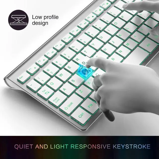 Alt view image 5 of 7 - J JOYACCESS Wireless Keyboard and Mouse Combo with 7 Backlit Options,Quiet Light Up Keys,Type-C Rechargeable,Sleep Mode-2.4G Slient Portable Cordless Combo for Laptop/PC/Computer/Mac(White+Sliver)