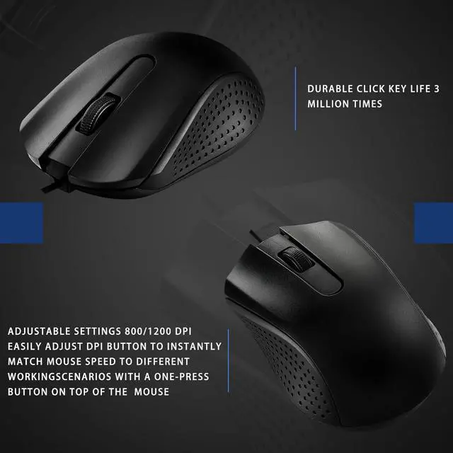 Alt view image 4 of 6 - Hoteam 12 Pcs Wired Computer Mouse Bulk Cord USB Computer Mice Ergonomic Wired Mouse for Pcs, Computers, Laptops, Gaming Office Home Supplies(Black)