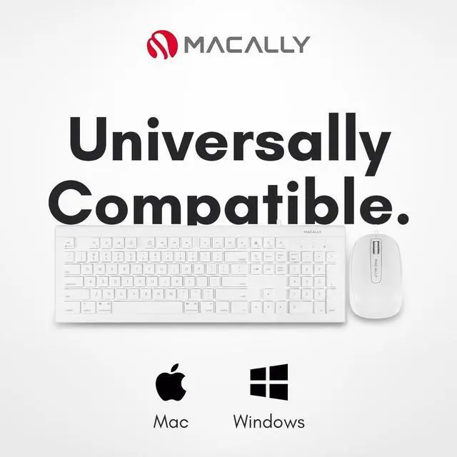 Alt view image 4 of 7 - Macally 104 Key USB Wired Keyboard and Mouse Combo with Apple Shortcut Keys for Mac, iMac, Macbook, and Windows PC (MKEYECOMBO), White