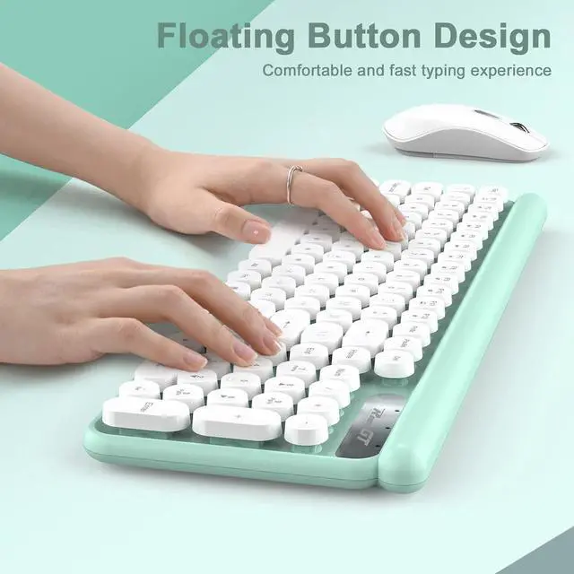 Alt view image 4 of 7 - RaceGT Wireless Typewriter Keyboard and Mouse - Wireless Keyboard with Silent Mouse, Cute Retro Keyboard Mouse Combo, 2.4G Cordless USB Computer Keyboard Mouse Set for Windows Laptop/Desktop/PC