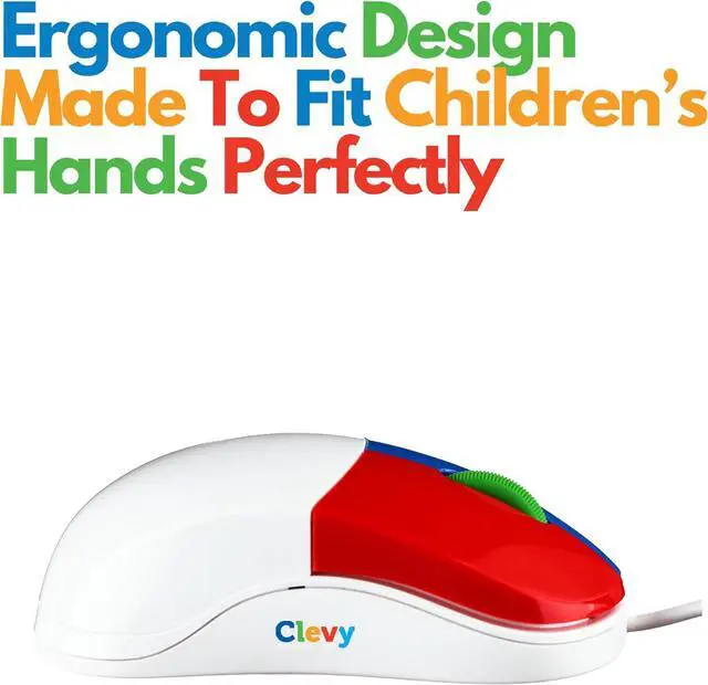Alt view image 3 of 7 - Clevy Kids Mouse - Colorful Ergonomic USB Computer and Laptop Kids Mouse for School and Home Computer Use - Wired Children Friendly - Compatible with Windows, macOS, Chromebook