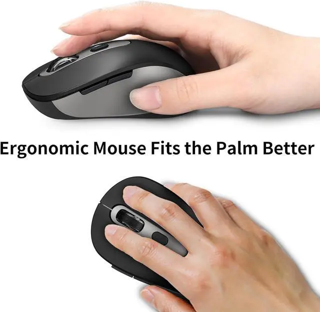Alt view image 6 of 7 - Wireless Mouse for Laptop, PC, Chromebook, Mac, MacBook, Silent Wireless Mouse with USB Nano Receiver, Side Button, 2400 DPI, Anti Slip Roller, 6 Button Ergonomics Cordless Computer Mice - Black Gray