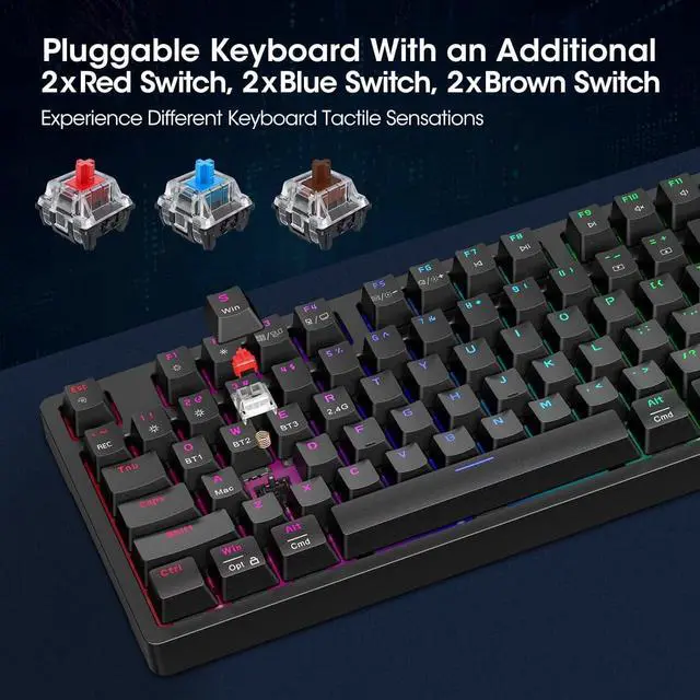 Alt view image 3 of 6 - Wired Gaming Keyboards with Brown Switch,Hot-Swap Mechanical Keyboard with Volume Knob, 26 RGB Backlit Light Up Keyboard, Full Keys Anti-Ghosting, Dual Color Injection Molded Keycaps for PC