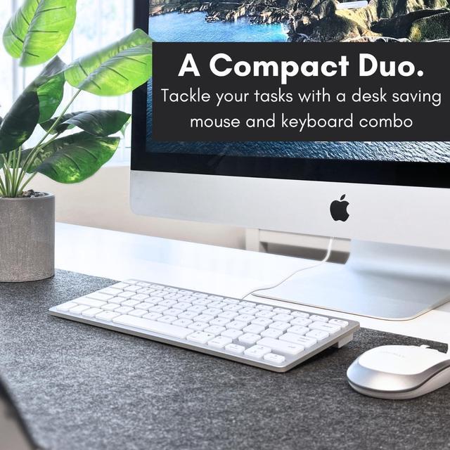 Alt view image 2 of 7 - Macally USB Wired Keyboard and Mouse Combo for Mac and PC - Save Space with a Compact Small Mac Keyboard and Mouse for MacBook Pro/Air, iMac, Mac Mini/Pro - Compatible Apple Keyboard and Mouse
