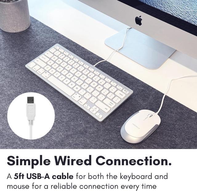 Alt view image 3 of 7 - Macally USB Wired Keyboard and Mouse Combo for Mac and PC - Save Space with a Compact Small Mac Keyboard and Mouse for MacBook Pro/Air, iMac, Mac Mini/Pro - Compatible Apple Keyboard and Mouse