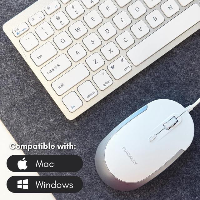 Alt view image 4 of 7 - Macally USB Wired Keyboard and Mouse Combo for Mac and PC - Save Space with a Compact Small Mac Keyboard and Mouse for MacBook Pro/Air, iMac, Mac Mini/Pro - Compatible Apple Keyboard and Mouse