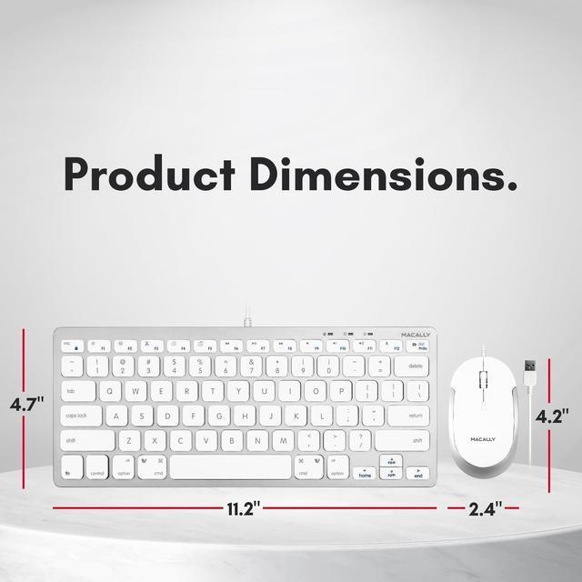 Alt view image 7 of 7 - Macally USB Wired Keyboard and Mouse Combo for Mac and PC - Save Space with a Compact Small Mac Keyboard and Mouse for MacBook Pro/Air, iMac, Mac Mini/Pro - Compatible Apple Keyboard and Mouse