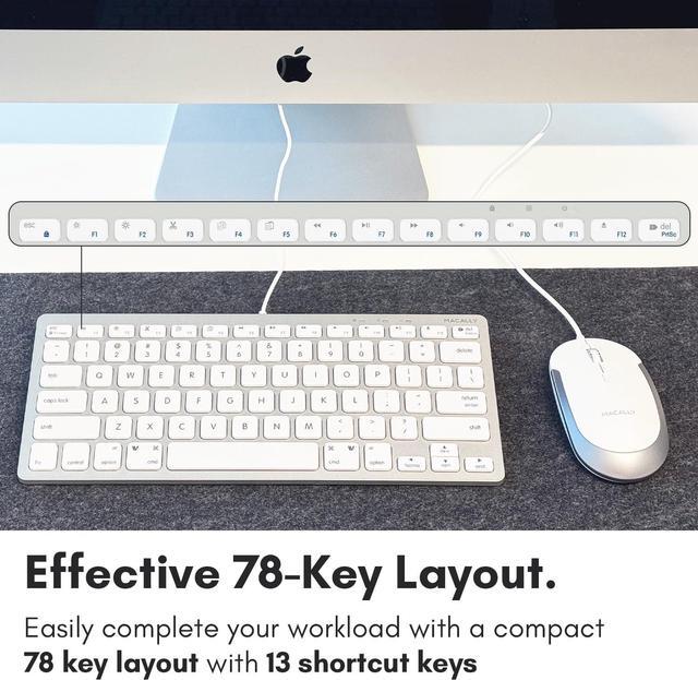 Alt view image 5 of 7 - Macally USB Wired Keyboard and Mouse Combo for Mac and PC - Save Space with a Compact Small Mac Keyboard and Mouse for MacBook Pro/Air, iMac, Mac Mini/Pro - Compatible Apple Keyboard and Mouse