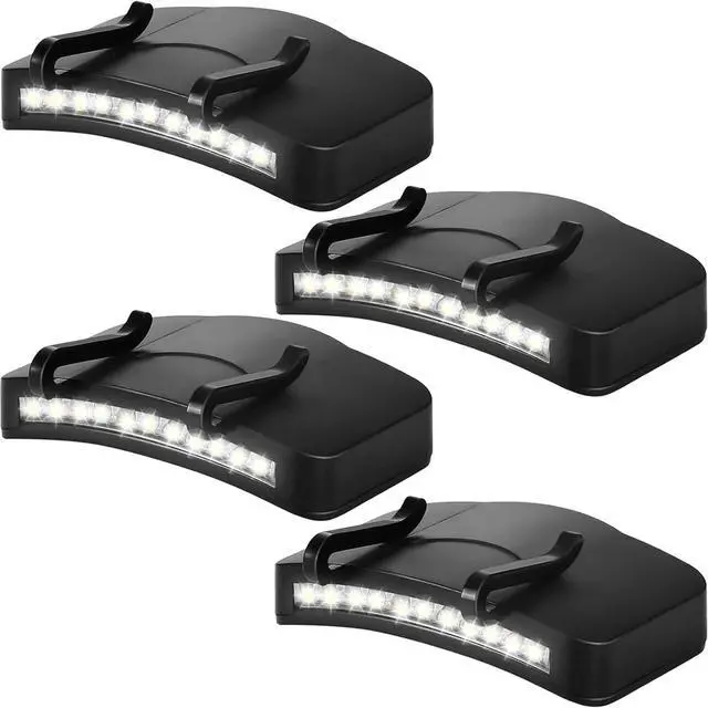 Main image of Mudder 4 Pcs Hat Light Clip 11 LED Cap Lights Clip on Hat Headlamp Battery Powered Cap Brim Lamp Black Waterproof Ultra Bright Headgear Flashlight for Hunting Camping Fishing Hiking