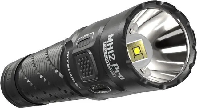 Alt view image 3 of 7 - Nitecore MH12 Pro Tactical Flashlight, 3300 Lumen high Lumen USB-C Rechargeable Long Throw Compact EDC Duty Light with Holster and Lumentac Organizer