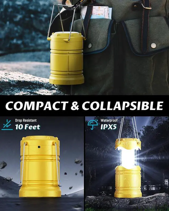 Alt view image 6 of 7 - Lichamp 4 Pack LED Camping Lanterns, Battery Powered Camping Lights LED Collapsible Flashlight Portable Emergency Supplies Kit, A4YL