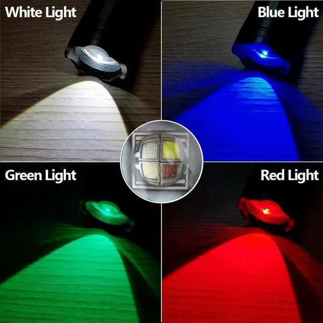 Alt view image 3 of 7 - ALONEFIRE X37 Multicolor LED Flashlight 4 Color Change White Blue Green Red Light RGB USB Rechargeable Zoom Waterproof with Reverse Charging, Rechargeable Battery for Tracking Deer Hunting Fishing