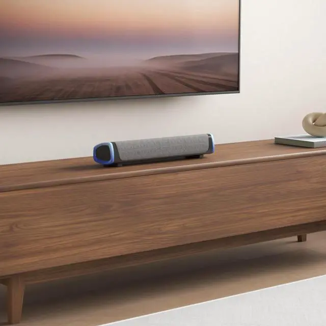 Alt view image 2 of 7 - SOULION R30 Computer Speakers, Colorful LED Lights with Switch Button, Surround Sound Portable Computer Sound Bar Speakers for Desktop, Gray
