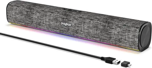 Main image of SOULION R100 Bluetooth Computer Speakers with Dynamic LED Light, USB Plug & Play PC Speakers with Switch Button, Clearly Sound Soundbar for Desktop Laptop Monitor(USB-C to USB Adapter Included)