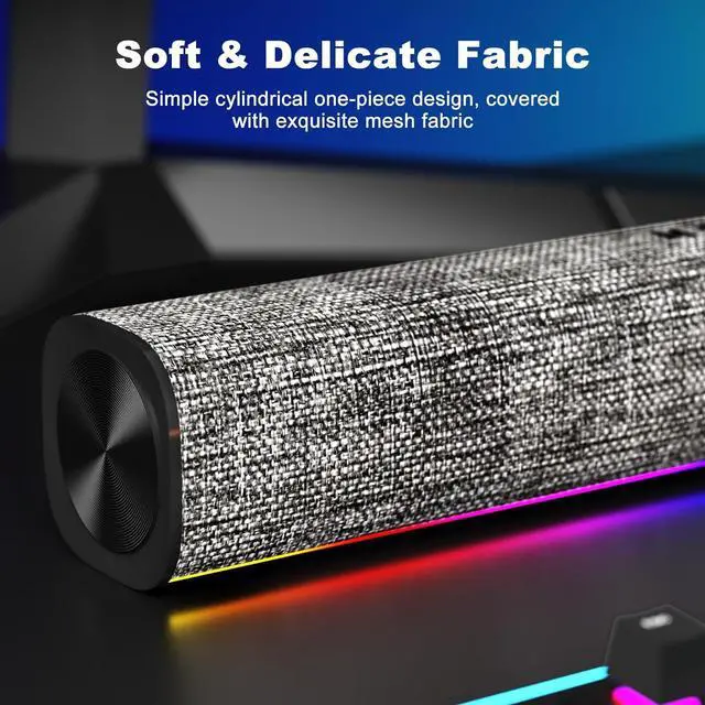 Alt view image 6 of 7 - SOULION R100 Bluetooth Computer Speakers with Dynamic LED Light, USB Plug & Play PC Speakers with Switch Button, Clearly Sound Soundbar for Desktop Laptop Monitor(USB-C to USB Adapter Included)