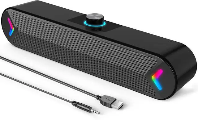 Main image of LENRUE Computer Speakers,Wired USB-Powered Sound-bar with 10W Stereo Sound for PC Desktop,Plug-n-Play (A39PRO /Black)
