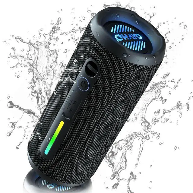 Main image of OHAYO Portable Bluetooth Speaker, Wireless Bass Speaker with 24W Loud Sound, IPX7 Waterproof, Bluetooth 5.3, RGB Lights, AUX&TF-Card, Stereo Pairing, Gift Ideas for Home/Outdoor/Party