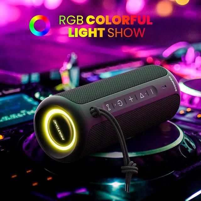 Alt view image 6 of 7 - MIATONE Bluetooth Speakers 36W Portable Speaker with Stereo Sound Bass, Bluetooth 5.3 Wireless USB Type C Outdoor, 5000mAh 16H Playtime IPX7 Waterproof, Color Lights Speaker (Black)