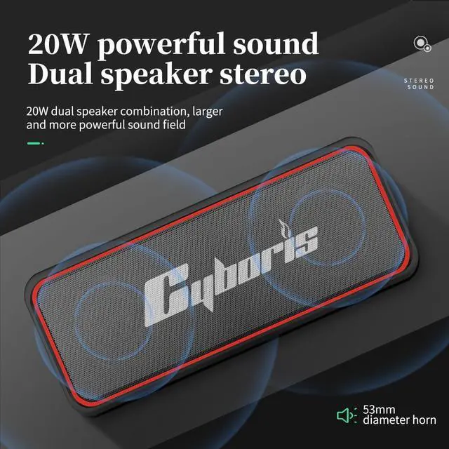 Alt view image 3 of 7 - Portable Bluetooth Speaker, Wireless Speakers with 20W HD Sound, IPX7 Waterproof, Bluetooth V5.3, Dual Stereo Pairing, 30H Playtime for Home, Outdoor, Travel, Party, Beach