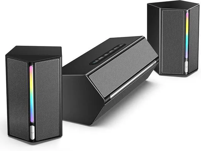 Main image of FIFINE Computer Speakers System with Subwoofer, Gaming Speaker for PC with RGB, Volume Control, Monitoring, 3.5mm Aux Input, AC Powered Speakers for Desktop Mobile TV-AmpliGame A22