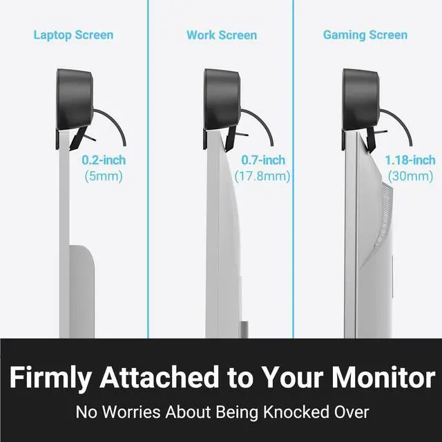 Alt view image 5 of 7 - Inwa Computer Speakers for Desktop PC, USB Monitor Speaker Bar with Clip-On, Wired Desk Speakers with HD Stereo Loud Sound, Laptop Speaker Mini Sound Bar, Easily Clamps to Monitor