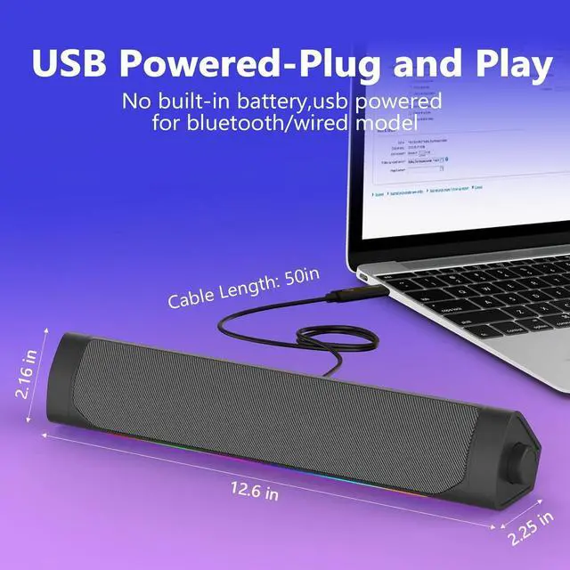 Alt view image 6 of 6 - Computer Speakers for Desktop Pc,Bluetooth PC Speakers with Headphone Output,2 Ways Connect Monitor Desktop Speakers for Windows,Linux,Mac Air/Pro Phones(USB-C to USB Adapter Included)