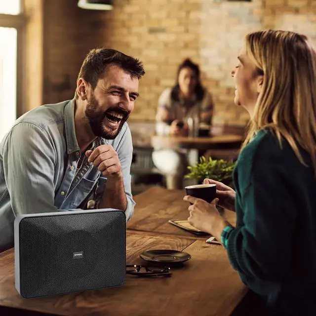 Alt view image 6 of 7 - Bluetooth Speaker White 60W, with AUX3.5mm/USB Port for PC and TV, Speaker Can be Hung on The Wall, Suitable for Small Stores (Pin:9898)