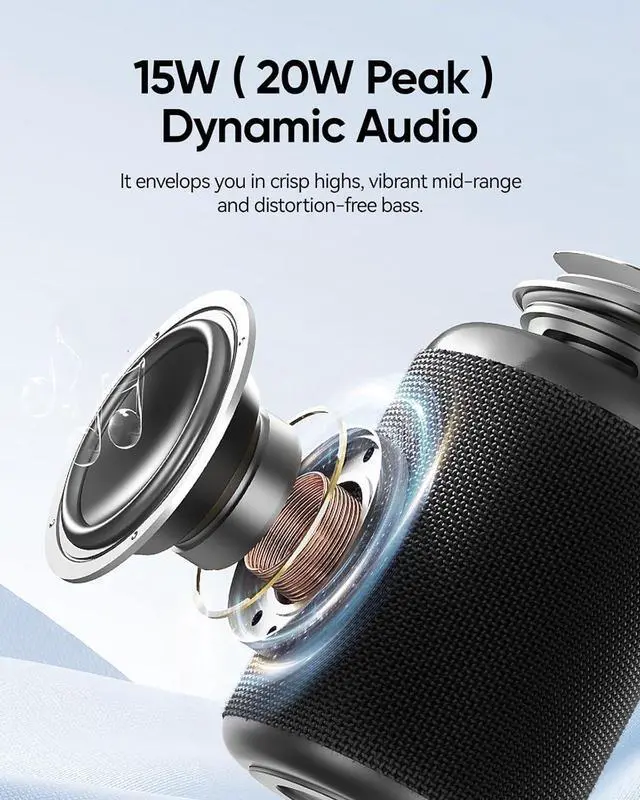 Alt view image 2 of 7 - Portable Bluetooth Speaker with Lights, Stocking Stuffers, Powerful Crystal Clear Sound, IPX5 Waterproof, All Day Playtime, BT 5.3, TWS Paring, Small Wireless Speaker for Outdoor, White Elephant Gifts
