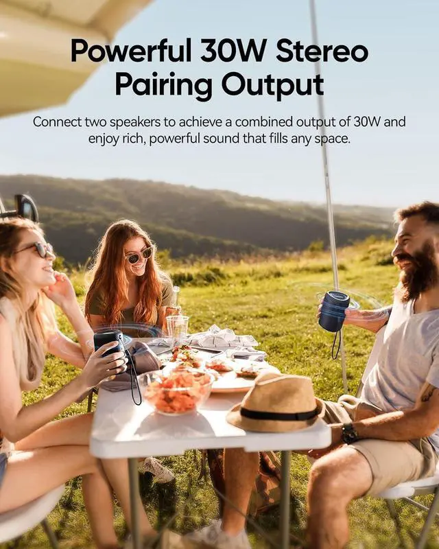 Alt view image 6 of 7 - Portable Bluetooth Speaker with Lights, Stocking Stuffers, Powerful Crystal Clear Sound, IPX5 Waterproof, All Day Playtime, BT 5.3, TWS Paring, Small Wireless Speaker for Outdoor, White Elephant Gifts