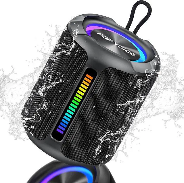 Main image of PoP voice Portable Wireless Bluetooth Speaker,40W(50W) Peak Stereo Sound Shower Speaker,IPX7 Waterproof Speaker with Deep Bass,RGB Light,Preset EQ,TWS,for Home/Camping/Gifts, BT5.3 Speaker,Up to 24H