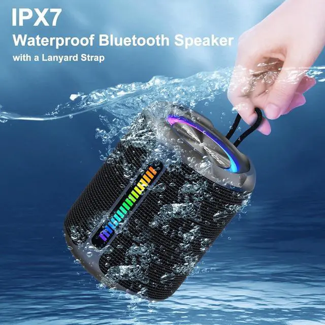 Alt view image 3 of 7 - PoP voice Portable Wireless Bluetooth Speaker,40W(50W) Peak Stereo Sound Shower Speaker,IPX7 Waterproof Speaker with Deep Bass,RGB Light,Preset EQ,TWS,for Home/Camping/Gifts, BT5.3 Speaker,Up to 24H