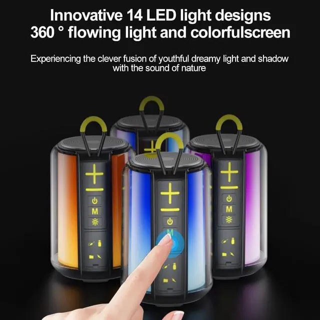 Alt view image 5 of 6 - Portable Bluetooth Speaker with AUX Input, 8W Loud Stereo Sound, RGB Light, TF-Card/USB Flash Drive Input, Wireless BT 5.3 Dual Stereo Pairing, for Home Outdoor Travel