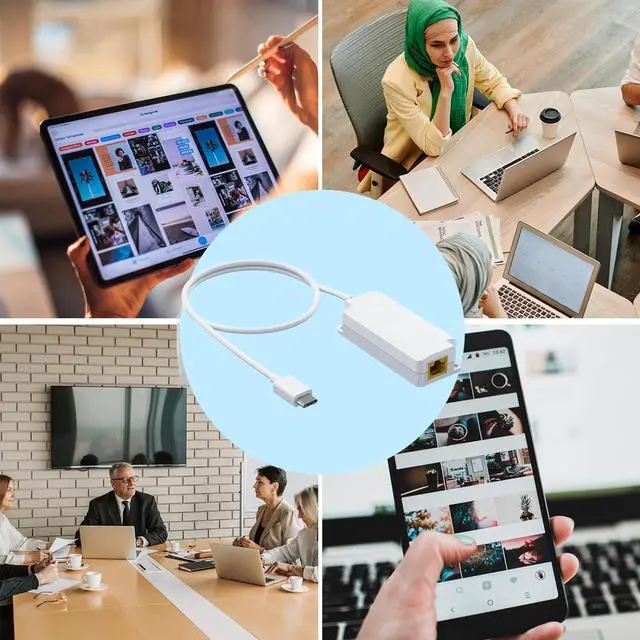 Alt view image 6 of 6 - Gigabit PoE to USB C Converter for Smart Phone/Tablet, USB-C to Ethernet Adapter with 10W Charging, Power & Data 2-in-1 RJ45 Port to Type-C Adapter, 10/100/1000Mbps High Speed Plug & Play,IEEE802.3af