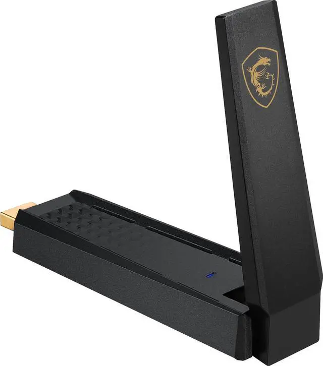 Alt view image 3 of 7 - MSI AXE5400 WiFi 6E USB Adapter - WLAN up to 5400 Mbps (6GHz, 5GHz, 2.4GHz Wireless), USB 3.2 Gen 1, MU-MIMO, 2X High-Gain Tri-Band Antennas, Beamforming, WPA3 - Cradle Included
