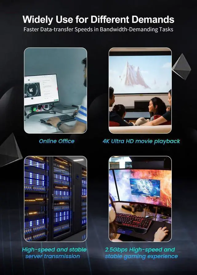 Alt view image 6 of 6 - 2.5Gb PCIe Network Card, GiGaPlus 2500Mbps Ethernet Interface Adapter, with Realtek RTL8125B, Wake on LAN, 2.5G NIC Compliant Windows/Linux/MAC OS