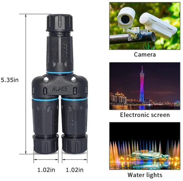 Alt view image 6 of 7 - IP68 Waterproof RJ45 Coupler Splitter, Waterproof Ethernet Coupler 1 in 2 Out Splitter IP68 Ethernet Outdoor LAN Cable Connector for Cat5/Cat5e/Cat6/Cat7/Cat8 Ethernet Cable (1 Pair Female)