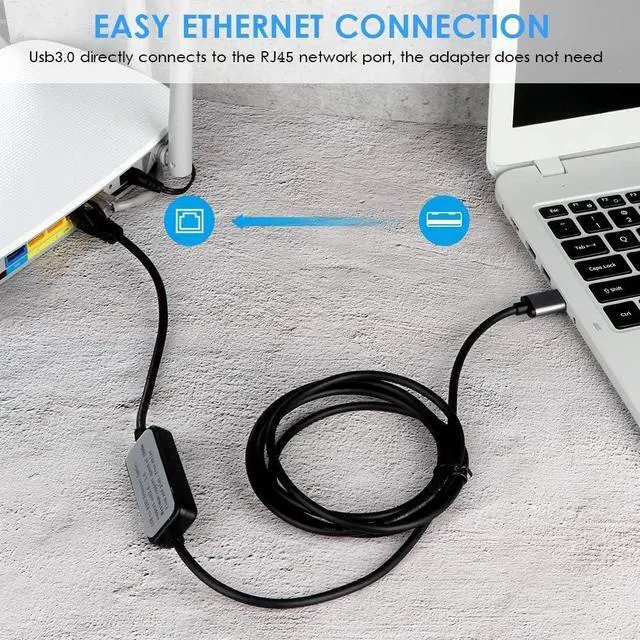 Alt view image 2 of 7 - USB3.0 to RJ45 Gigabit Ethernet Network Cable for Switch, Router, Gateway, Modem with MacBook,Windows, Chromebook,Surface Pro, Linux