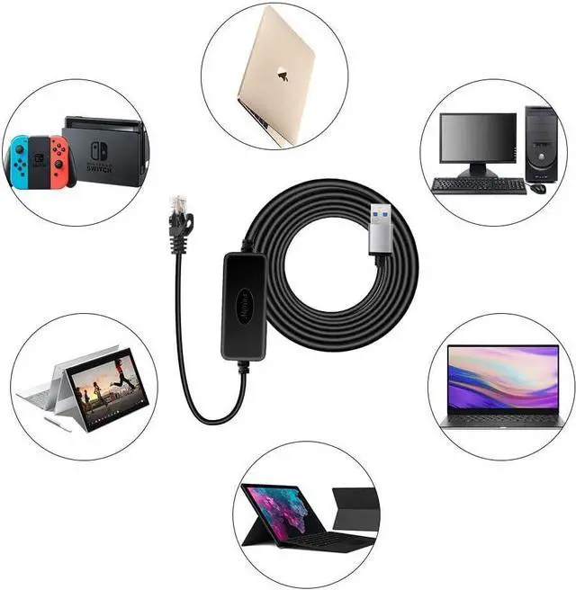 Alt view image 3 of 7 - USB3.0 to RJ45 Gigabit Ethernet Network Cable for Switch, Router, Gateway, Modem with MacBook,Windows, Chromebook,Surface Pro, Linux