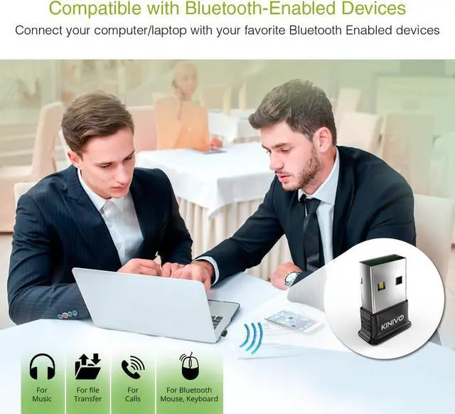 Alt view image 2 of 7 - Kinivo USB Bluetooth Adapter for PC BTD400 (Bluetooth 4.0 Dongle Receiver, Low Energy) - Compatible with Windows 11/10/8.1/8, Raspberry Pi, Linux, Laptop & Headphones